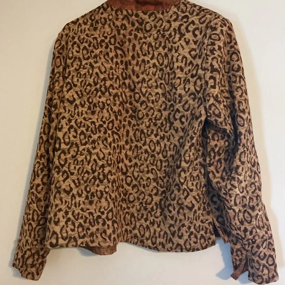 Vintage 80s 90s Reversible Leopard Southwestern Women’s Medium Blazer Retro Y2K - Picture 7 of 11